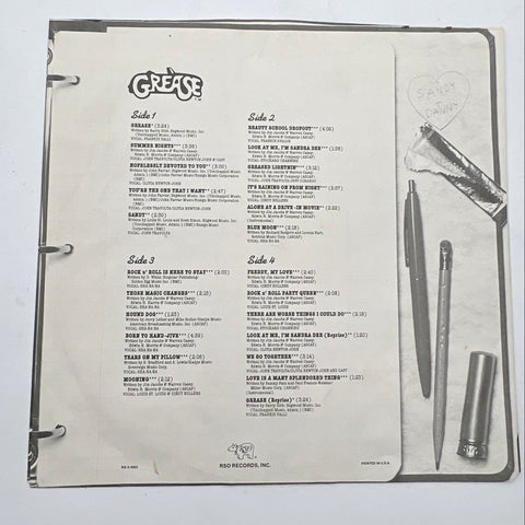 Grease Original Movie Soundtrack Double LP RSO RS-2-4002 1978 Gatefold