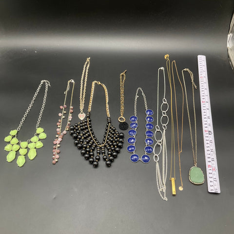 Fashion Statement Necklace Lot of 10 Gold and Silver Tone Beaded Pendants