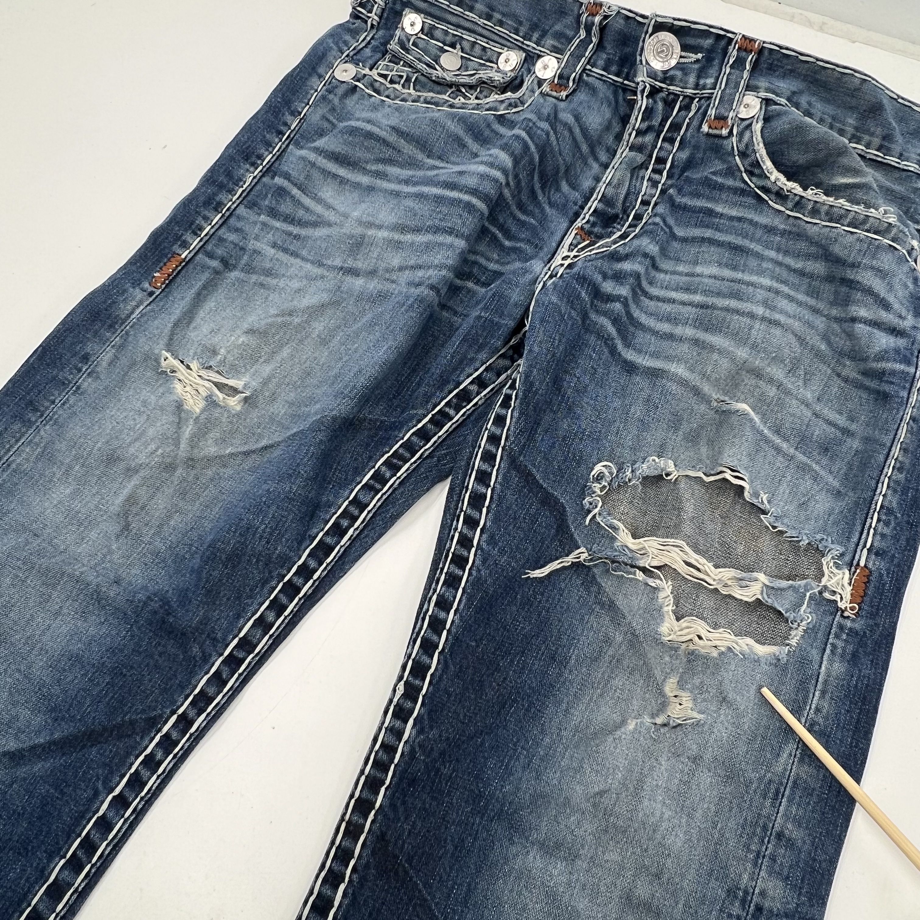 Y2K Vintage True Religion Ricky Super T Jeans Made in USA Distressed Size 36