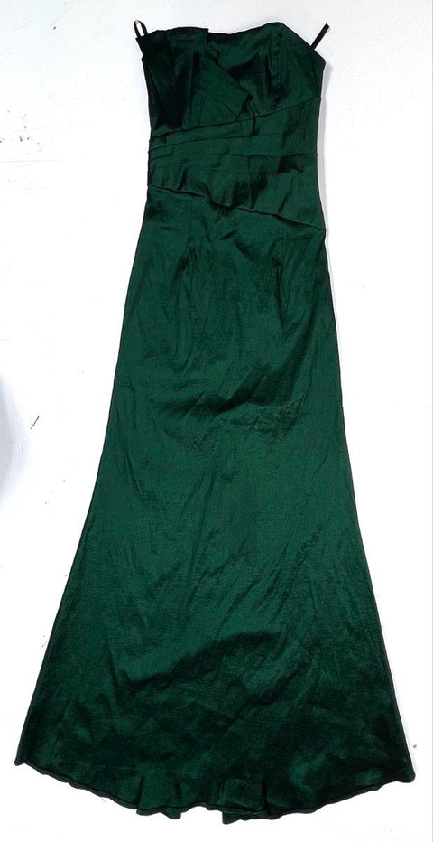 Vintage 90s Jessica McClintock Emerald Green Strapless Formal Evening Dress Sz 6