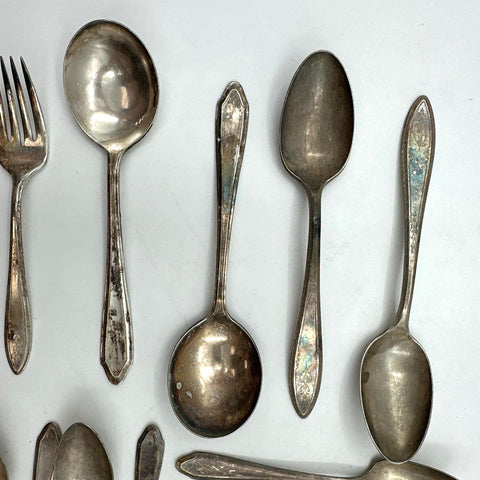 Rogers & National Silver Co Silver Plate Flatware Assorted Lot 25 Piece