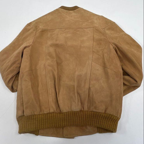 Vintage 70s Cresco Tan Suede Leather Bomber Flight Jacket Men's 40