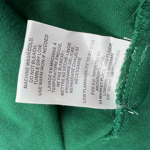 Velvet Anthropologie Green Cotton V-Neck Puff Sleeve A-Line Dress Women's M