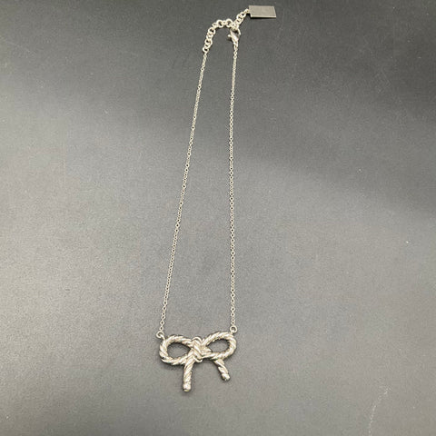My Flat In London Jan Haedrich Silver Tone Rope Bow Pendant Necklace 18"