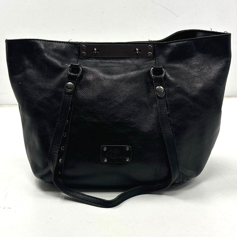 Patricia Nash Black Leather Studded Large Tote Shoulder Bag Purse