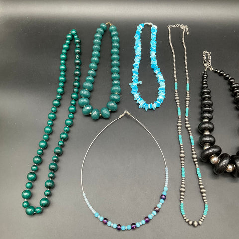 Mixed Costume Jewelry Lot of 10 Necklaces Beaded Southwestern Statement Styles