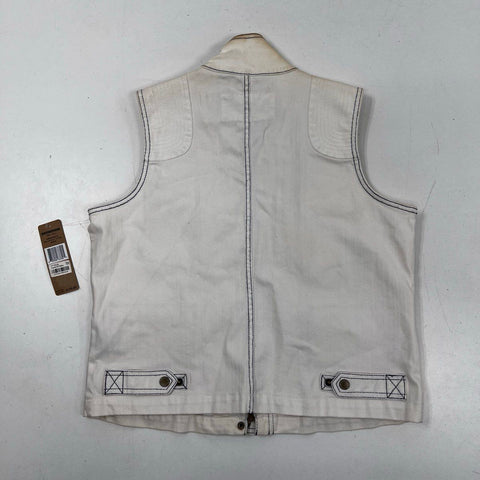 Lauren Ralph Lauren Women's White Utility Cargo Vest Contrast Stitch Sz L NWT