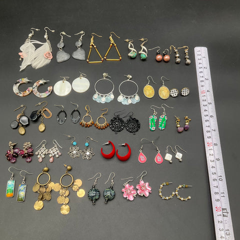 Fashion Costume Earring Lot 25 Pairs Hoops Studs Dangles Cardinals Floral
