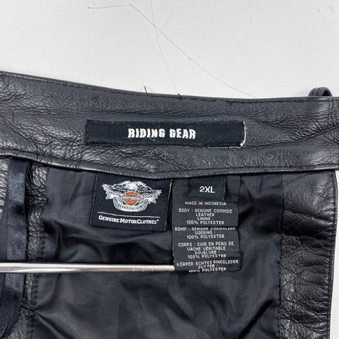 Harley-Davidson Deluxe Leather Biker Riding Chaps Side Zippers Sz 2XL