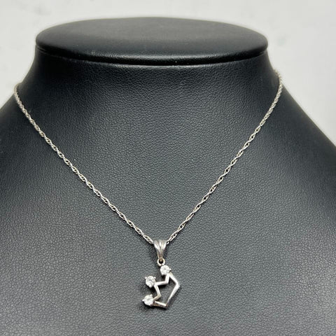 925 Sterling Silver Crown Gemstone Pendant Necklace 2.67g