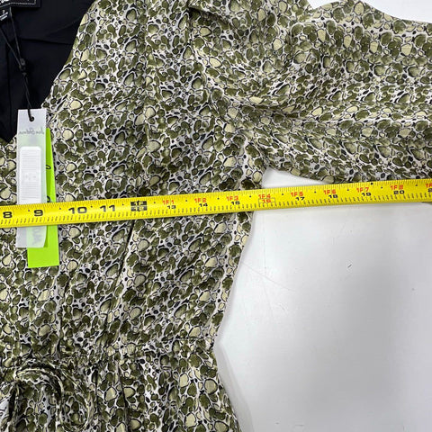 Sam Edelman Women's Mod Printed Mini Dress Green Asymmetrical Hem NWT Size 2