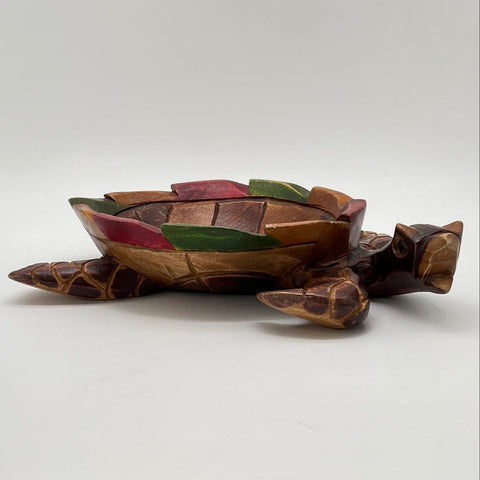 Vintage Hand Carved Wood Turtle Bowl 15" Jamaica Folk Art Uncle Scotty 1976