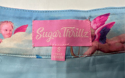 Sugar Thrillz Women's Multicolor Renaissance Graphic Print Mini Skirt Sz S
