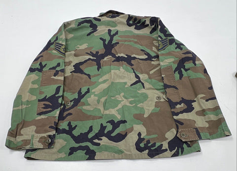 US Military Men's Woodland Camo BDU Lot 3pc Jacket Pants USAF Patches Size M L