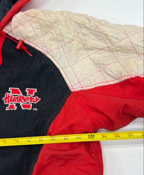 Vintage 90s Starter Nebraska Huskers NCAA Hooded Puffer Jacket Sz L
