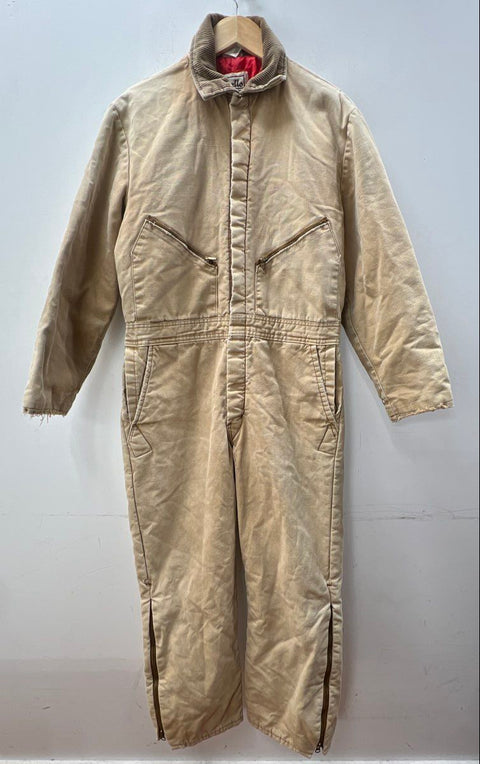 Vintage 90s Walls Blizzard Proof Insulated Coveralls Tan Made in USA Sz M Short