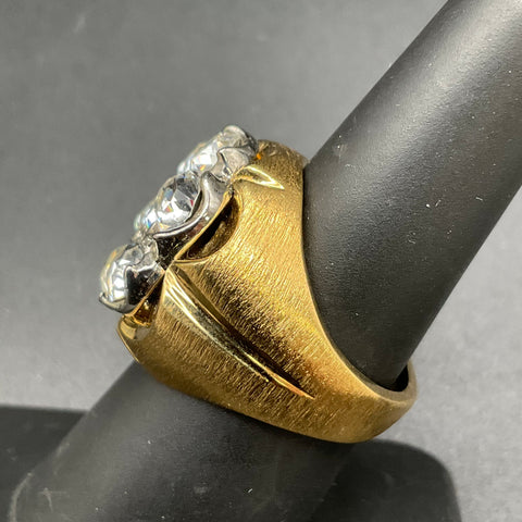 Vintage Mid-Century Uncas Gold Tone Rhinestone Cluster Ring Size 8