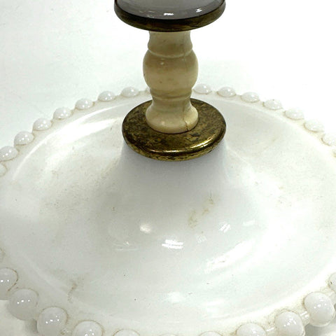 Vintage Milk Glass Hobnail Table Lamp Pair 11.5" White Mid-Century 2 Piece Set