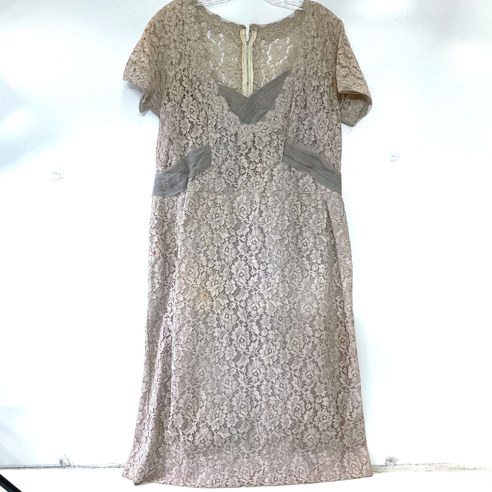 Vintage 1950s Asuncion Santiago de Cuba Women's Gray Lace Dress VOLUP Size 38