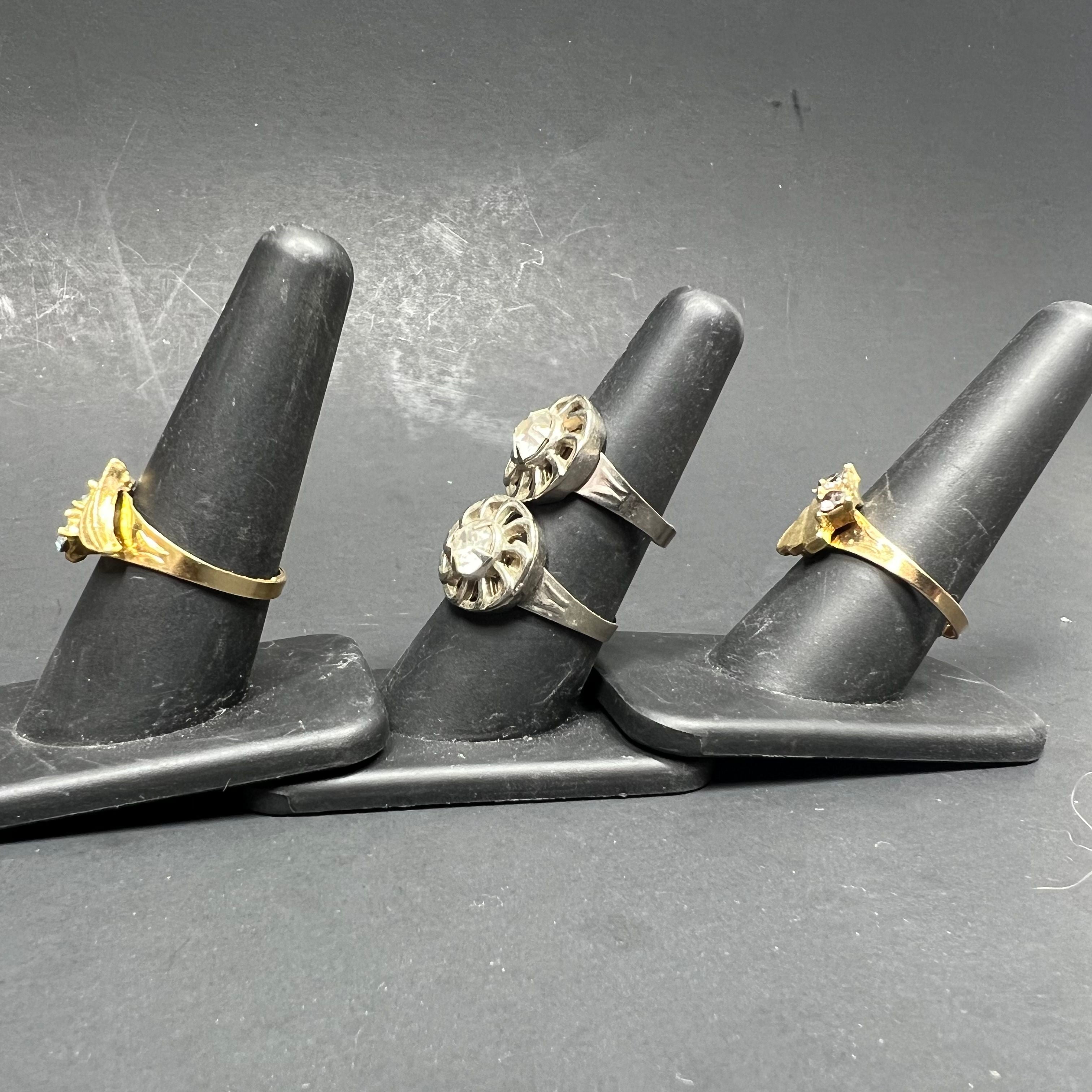 Lot of 4 Vintage Cleiman and Sons Ring Gemstone Silver Gold Tone MCM Jewelry