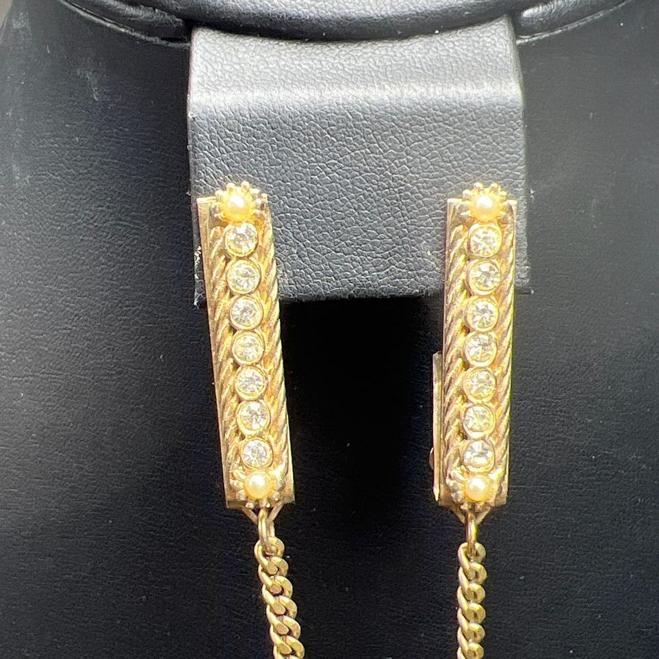 Vintage Faux Pearl Rhinestone Sweater Clips