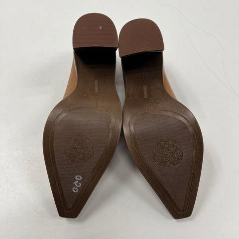 Vince Camuto Wevenly Brown Leather Stacked Heel Loafer Pump Size 10M
