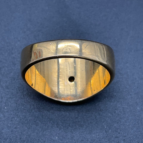 Vintage Two-Tone 18KGE Men's Signet Ring Clear Rhinestones Size 13 10.8g