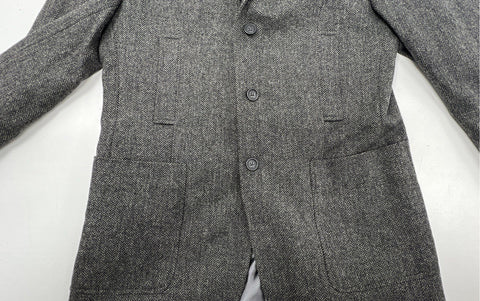 Banana Republic Men's Gray Herringbone Wool Sport Coat Elbow Patches NWT Sz 40R
