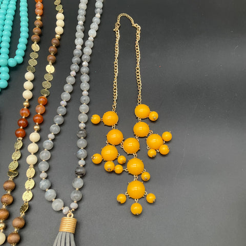 Loft & Fashion Jewelry Lot of 7 Bead Necklaces Tassel Turquoise Style Bib 1.2lb