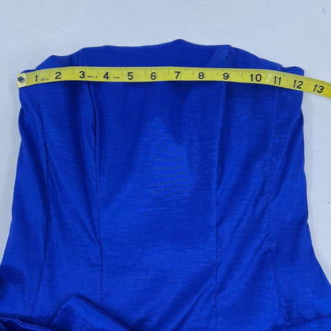 Vintage Y2K Jessica McClintock Royal Blue Strapless Rosette Bubble Dress Sz 2
