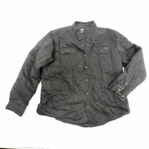 Harley-Davidson Men's Black Quilted Shirt Jacket Snap Front Lined Shacket Size L