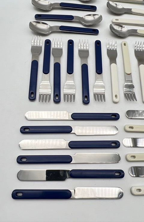 Oneida Northland Colormates Stainless Flatware Set 48pc Blue White Mixed Lot