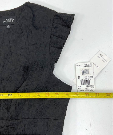 Adriana Papell NWT Textured Chain Belt Cocktail Dress Ruffle Hem Sz 12