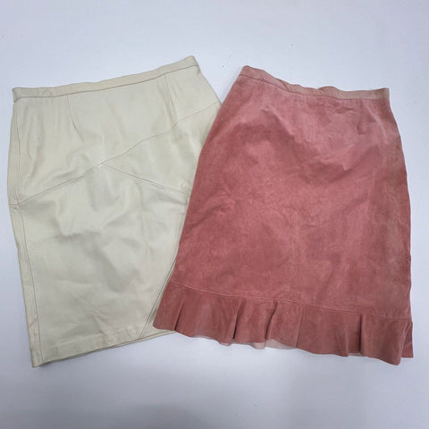 Vintage 90s Terry Lewis Lot of 2 Leather Suede Skirts Plus Size 20P & 1X