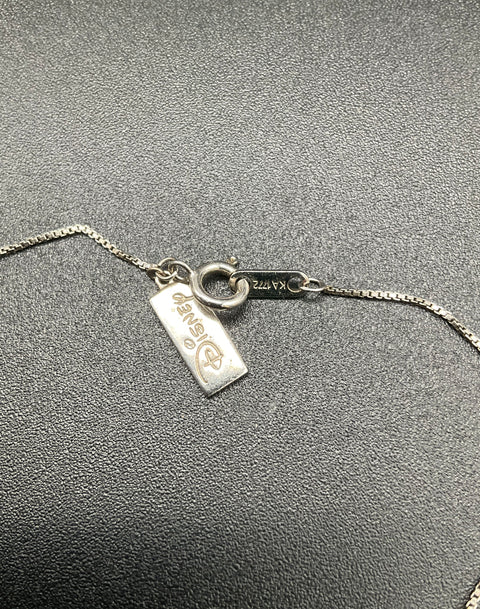 Disney 925 Sterling Silver Platinum Alloy Cinderella Key Necklace Topaz Diamond