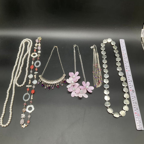 Mixed Costume Jewelry Lot 6 Necklaces Anne Klein Faux Pearl Rhinestone 0.73 lbs
