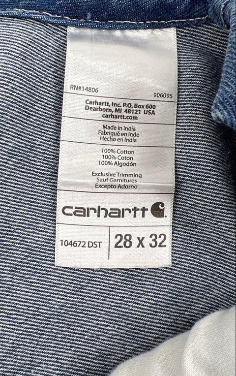Carhartt Loose Fit Cutoff Denim Overalls Shortalls 104672 DST Sz 28x32