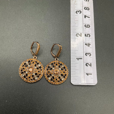 Givenchy Bronze Tone Champagne & Brown Crystal Necklace & Earring Jewelry Set