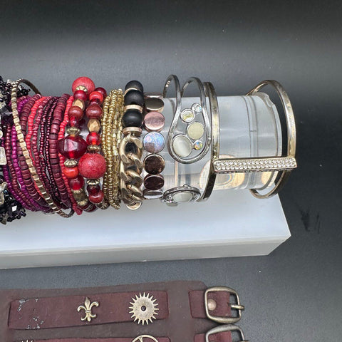 Vintage & Modern Costume Jewelry Lot 23 Bracelets Bangles Cuffs Beaded Steampunk