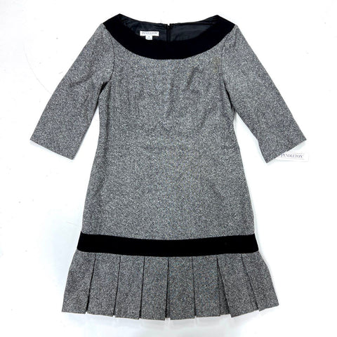 Pendleton Women's Gray Black Tweed Center Stage Petite Pleated Dress NWT 8