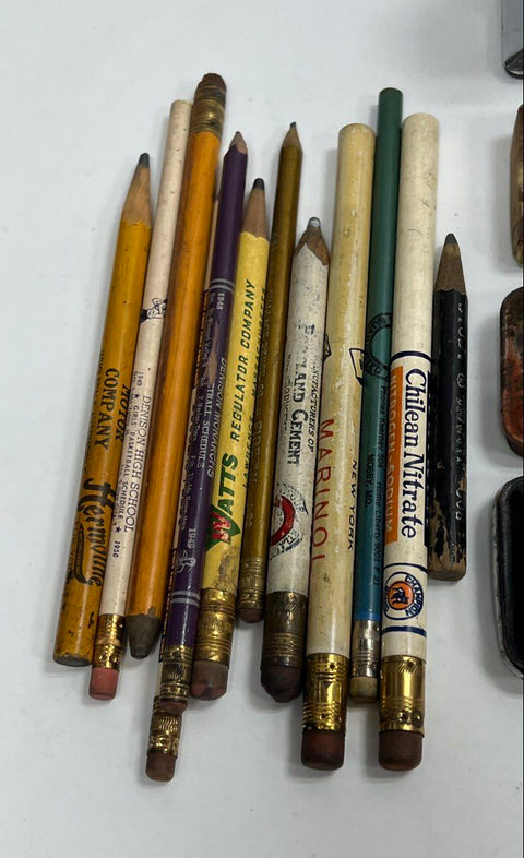 Vintage Advertising Office Supply Lot Pencils Rulers Stapler Disney Prang 25+ Pc