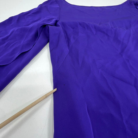 Milly Women's Royal Purple Flared Bell Sleeve Shift Mini Dress Made in USA Sz 4