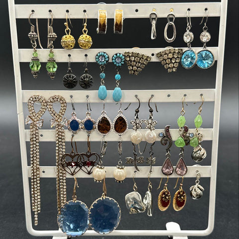 Vintage and Modern Earring Jewelry Lot 50+ Pairs Hoops Studs Dangles