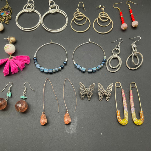 Baublebar Lane Bryant Fashion Jewelry Lot of 26 Pairs Earrings Boho Hoops Tassel