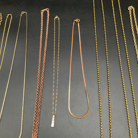 Fashion Necklaces Lot of 15 Gold Silver Rose Tone Chains Pendants Costume