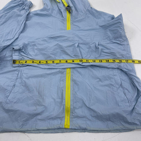 Alo Women's Blue Yellow Full Zip Hooded Cropped Windbreaker Jacket Size OS