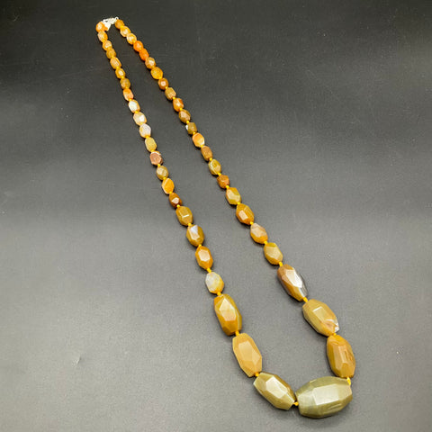 Nate & Etan Sterling Silver 925 Graduated Faceted Agate Bead Necklace 36 Inch