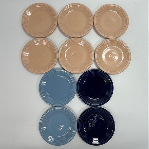 Homer Laughlin Fiesta Salad Plate 10pc Set Cobalt Periwinkle Apricot Modern