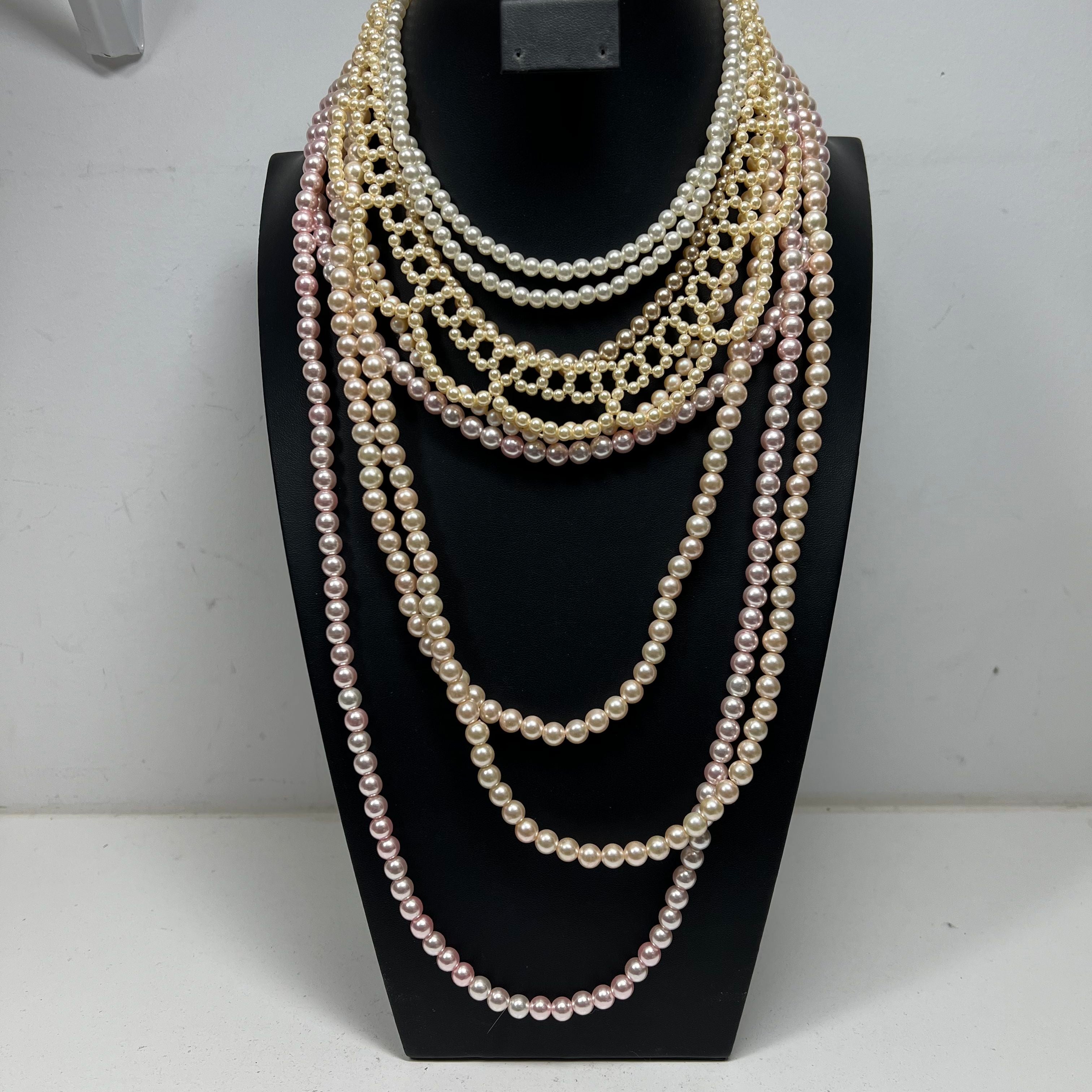 Lot of Faux Pearl Beaded Strands Pink Champagne White