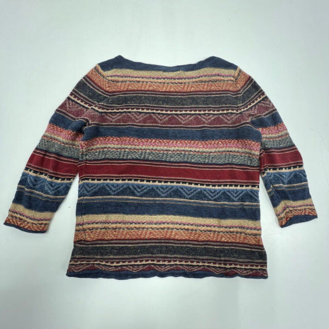 Vintage 90s Y2K Lauren Ralph Lauren Southwestern Aztec Stripe Knit Top